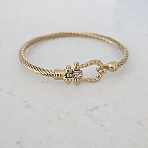 NEW 18KGP Stainless Steel Horseshoe Hook Cable Bangle